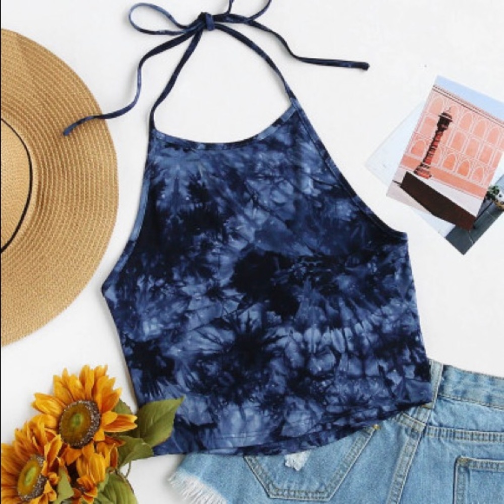 Tie dye blue halter top